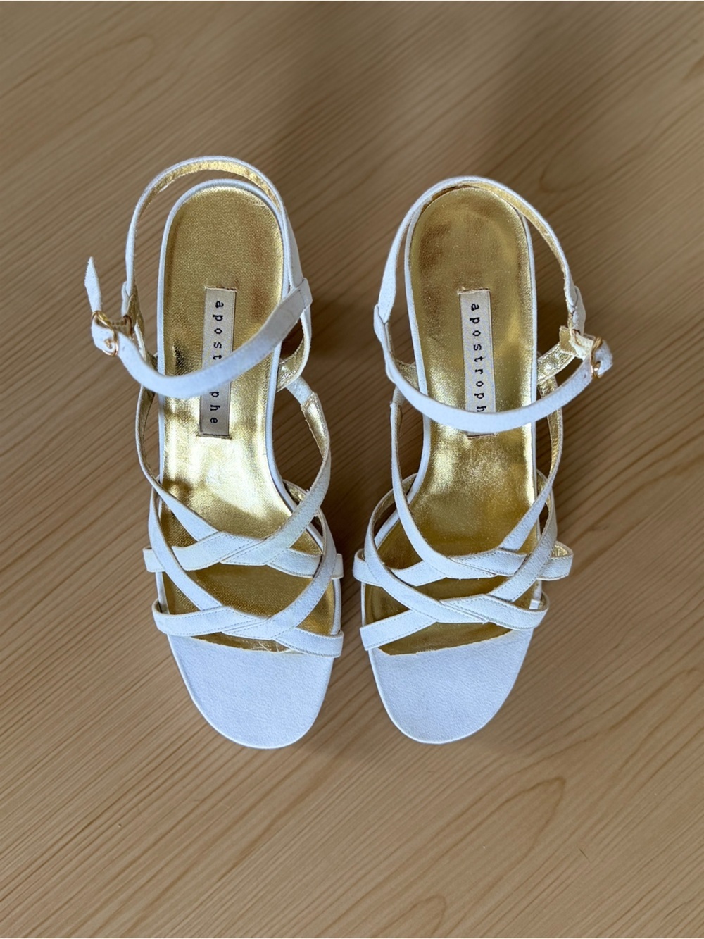 Apostrophe White Strappy Block Heel Sandals Y2K platform heels kittenblock heels - Picture 4 of 9